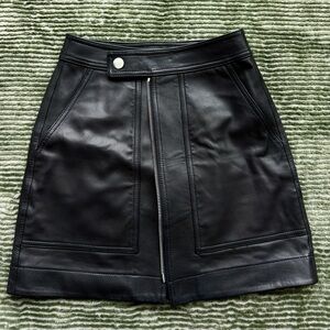 Theory Black Leather Mini Skirt